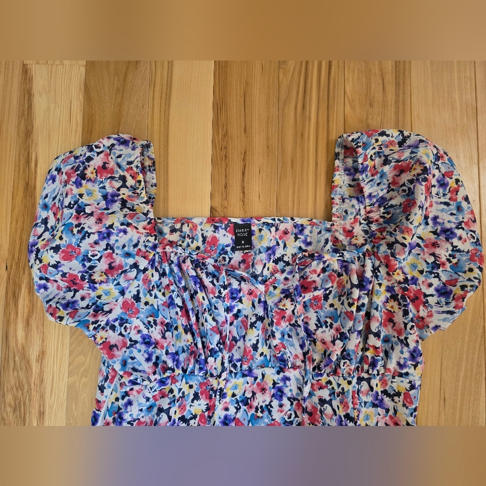 Emery Rose Floral Puff Sleeve Midi Dress, Size M - Picture 4 of 8